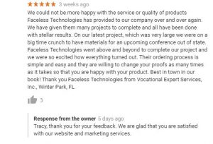 Faceless Technologies Google Review